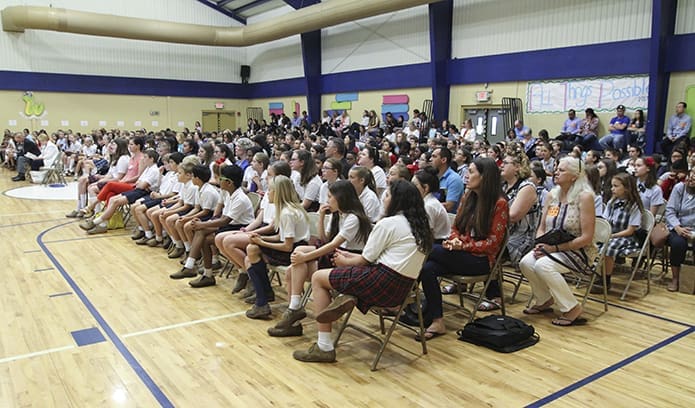 Parents, teachers, librarians and over 300 students from 16 different archdiocesan and independent Catholic schools turned out for the 16th annual Battle of the Books at St. Catherine of Siena School, Kennesaw, May 10. Photo By Michael Alexander