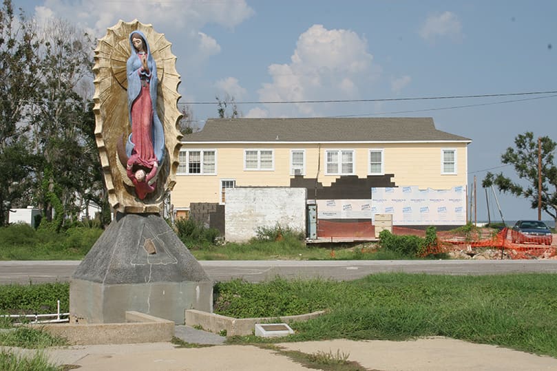 A statue of Our Lady of Guadalupe on the grounds of St. Paul Church, Pass Christian, Miss., miraculously survived the wrath of Hurricane Katrina. Photo By Michael Alexander