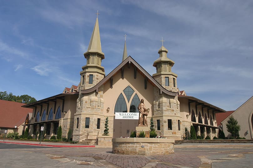 A statue of St. Ann is displayed before the Marietta church of the same name. The parish re-dedicated the newly renovated church Sept. 23. Photo By Michael Alexander