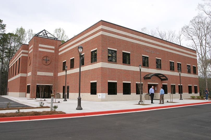 The Family Life Center at Transfiguration Church, Marietta, houses a gymnasium, a kitchen, meetings rooms, offices and a youth room. Photo By Michael Alexander