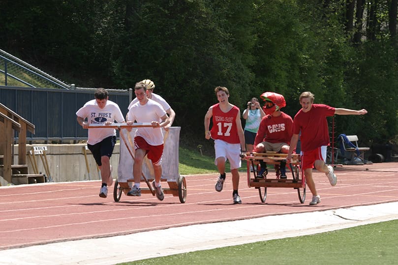 It's heat number one of the first ever chariot race at St. Pius X High School, Atlanta. Photo By Michael Alexander