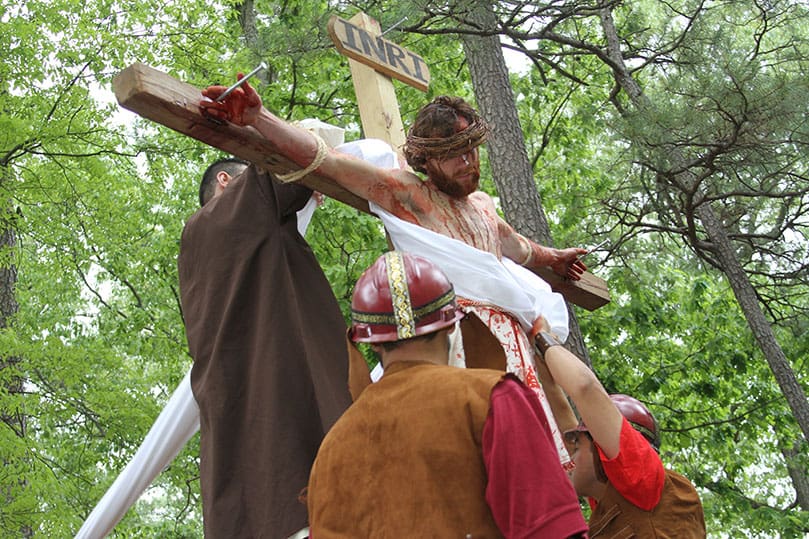 The soldiers take Jesus down from the cross. Photo By Michael Alexander