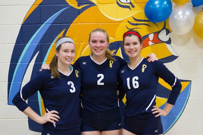 (L-r) St. Pius X High School, Atlanta, volleyball student-athletes Clare Naughton, Chloe Anderton and Katie Parnell have signed to play at Boston College, Clemson University and Carson-Newman University, respectively.