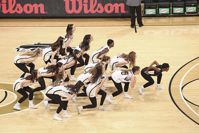 The St. Pius X Varsity dance team usually performed at home games, but they were honored to perform during halftime of the Class AAAA state basketball championship game at Georgia Tech’s McCamish Pavilion, Atlanta. They received a rousing applause from the St. Pius and Upson-Lee crowd. Photo By Michael Alexander