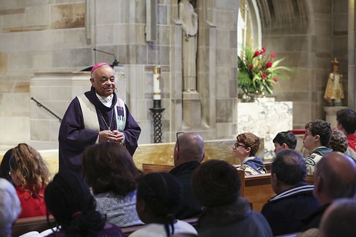 Archbishop Wilton D. Gregory was the main celebrant and homilist for the March 24 Atlanta Archdiocesan Scout Mass at the Cathedral of Christ the King, Atlanta. Photo By Michael Alexander