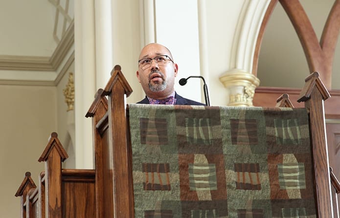 Mayfern Barron, another dedicated Catholic woman and longtime member of the Atlanta Archdiocesan Council of Catholic Women, also posthumously received the Charles O. Prejean, Sr. Unity Award. Her son, Sidney, was on hand to accept the award. Barron and Maxwell were both members of Sts. Peter and Paul Church in Decatur. Photo By Michael Alexander