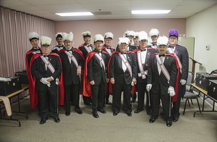 The Knights of Columbus, Fourth Degree honor guard pose for a photograph prior to the Mass of Dedication. Photo By Deacon Ken Melvin