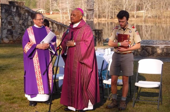 Archbishop Gregory celebrated Mass with the scouts on March 24, 2019 at the Bert Adams Scout Reservation in Covington.