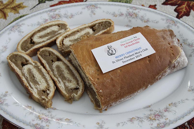 This is what the Polish nut roll looks like once it's ready for consumption. The St. Oliver Plunkett Church Menâs Club started the process at 6 a.m. on Dec. 7. They baked 400 Polish nut rolls this year, and the first sales took place after the 5 p.m. vigil Mass that same day. Photo By Michael Alexander