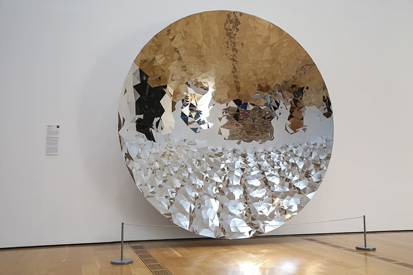 This concave dish is associated with Lucia Baez Luzondo’s reflection on Station Twelve at the High Museum, Jesus Speaks to His Mother and the Disciple. Luzondo is the Archdiocese of Atlanta’s director for the Office of Intercultural Ministries. The stainless steel work of art was created by Anish Kapoor in 2010. Photo By Michael Alexander
