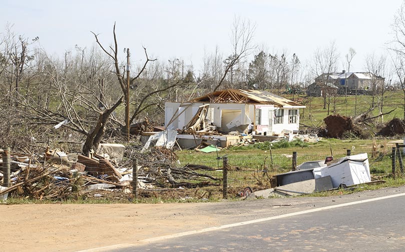 Many of the homes, like this one along Smokey Road in Newnan, were in the direct path of the March 25 EF-4 tornado. Photo By Michael Alexander