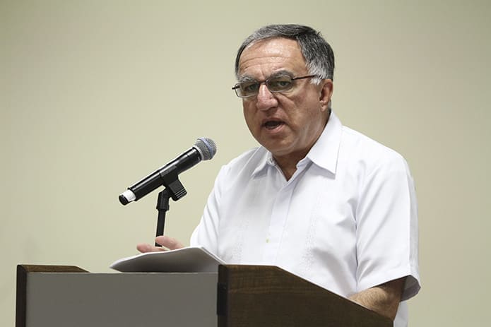 During an afternoon session at the Aug. 23 Atlanta Province Assembly of Bishops and Priests, Basilian Father Thomas Rosica talks about mercy as the basis of Pope Francis’ Petrine ministry. Father Rosica is the founder and executive director of the Salt and Light Catholic Media Foundation. Photo By Michael Alexander