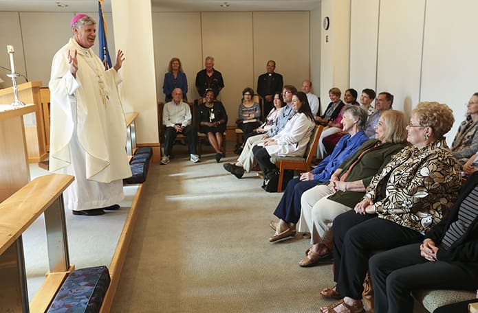 Bishop Ned Shlesinger was the homilist and main celebrant for the Mass at the Veterans Administration Medical Center, Atlanta, on the feast of the Holy Guardian Angels. Photo By Michael Alexander