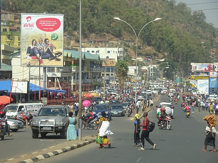 This is a scene in Kigali, the capital and largest city in Rwanda.