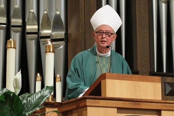 Bishop Robert P. Ellison, Bishop of the Diocese of Banjul, Gambia’s capitol city, delivers the homily for the Aug. 17 Mass at Immaculate Heat of Mary Church, Atlanta. Photo By Michael Alexander