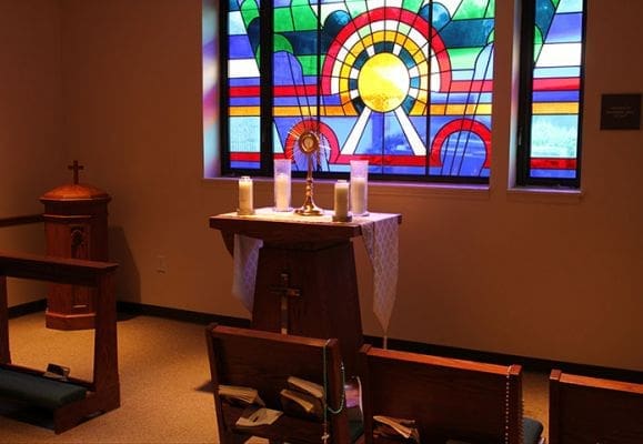 Archbishop Wilton D. Gregory dedicated the adoration chapel six years ago. Perpetual adoration occurs weekly from Monday at 9:30 a.m. through Saturday at 9:00 a.m. Photo By Michael Alexander