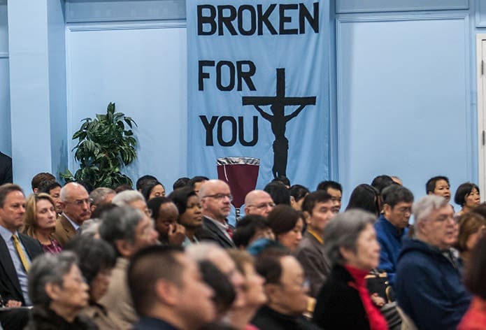 Some 200 people were on hand for the dedication of the first Chinese Catholic Church in the Archdiocese of Atlanta Nov. 19. The mission is located in Norcross. Photo by Thomas Spink