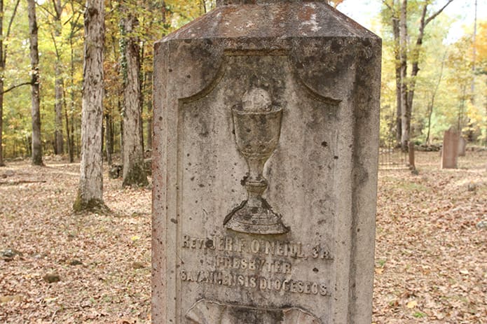 This is the tombstone of a 41-year-old priest from the Diocese of Savannah who died Nov. 6, 1868. Photo By Michael Alexander