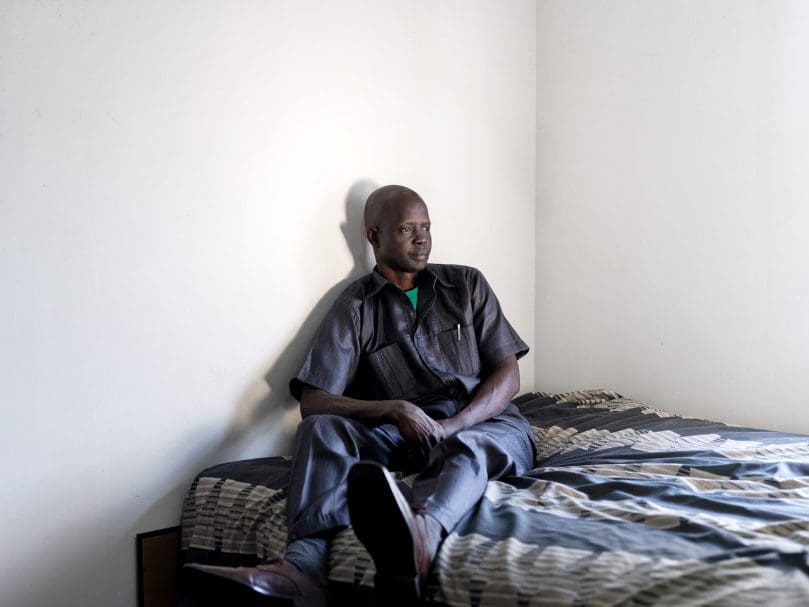 Majok Marier was the reflection speaker at “I Thirst,” a Feb. 26 program ahead of the Lenten season at St. Philip Benizi Church, Jonesboro. He escaped the war in South Sudan in 1987 and later founded Wells for Hope to construct drinking wells for villages there. Photo by Johnathon Kelso
