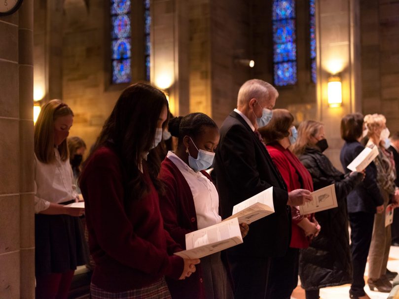 The faithful stand for the liturgy during the Mass for the Unborn at the Cathedral of Christ the King on Jan. 21. A youth rally followed Mass. Photo by Johnathon Kelso