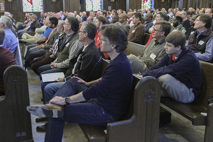 Nearly 400 men from 43 parishes were in attendance for the March 10 Men's Morning of Spirituality at Holy Spirit Church, Atlanta. The event, “for men seeking to enrich their Catholic faith,” was sponsored by the Catholic men’s ministry, Fishers of Men. Photo By Michael Alexander