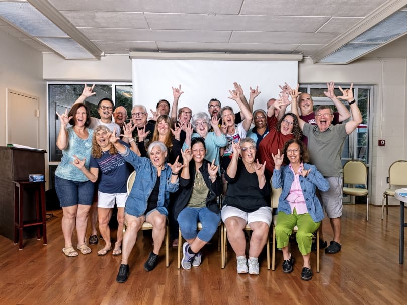 A group photo taken at the 2022 National Deaf Cursillo held at Ignatius House Jesuit Retreat Center in Sandy Springs. It was the first gathering of the Deaf community since the coronavirus pandemic. Photo by Johnathon Kelso