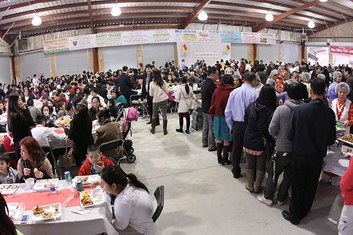 Over a thousand people were on hand for the celebration and spread of food that followed the 10 a.m. Mass. It took place in a large pavilion adjacent to the new worship space. Photo By Michael Alexander