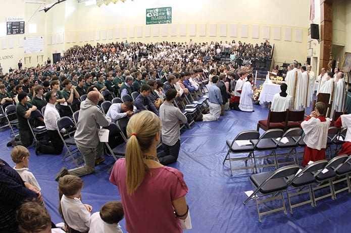 Some 1,100 people gathered in the Pinecrest Academy gymnasium for the school’s 20th anniversary Mass on May 2. Photo By Michael Alexander