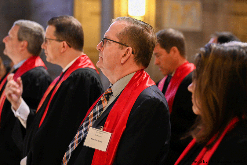 Roland Behm, attorney and co-founder of the Georgia Mental Health Policy Partnership, stands among colleagues and other members of the legal community during the annual Red Mass on Oct. 9.  Photo by Julianna Leopold