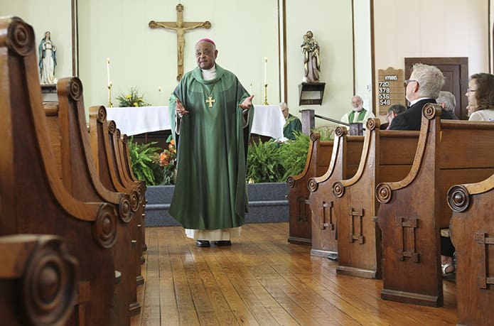 Archbishop Wilton D. Gregory was the main celebrant and homilist for the Oct. 30 Mass marking the 10th anniversary of St. Katharine Drexel Mission in Trenton. Photo By Michael Alexander