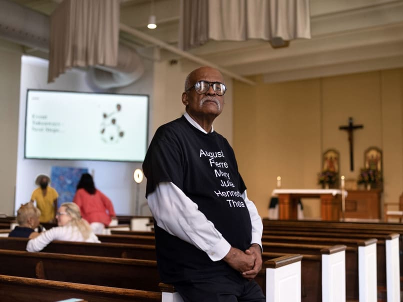 Guest lecturer Ralph Moore Jr. presented Sojourning On the Road to Sainthood at Sts. Peter and Paul Church in September. Photo by Johnathon Kelso