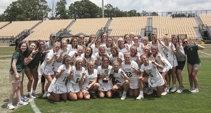 The Blessed Trinity High School girls lacrosse team won its third consecutive state championship after defeating Starr’s Mill High School, Marietta, 15-7. The team is under the leadership of head coach Elizabeth McFarland, standing, third row, second from right.