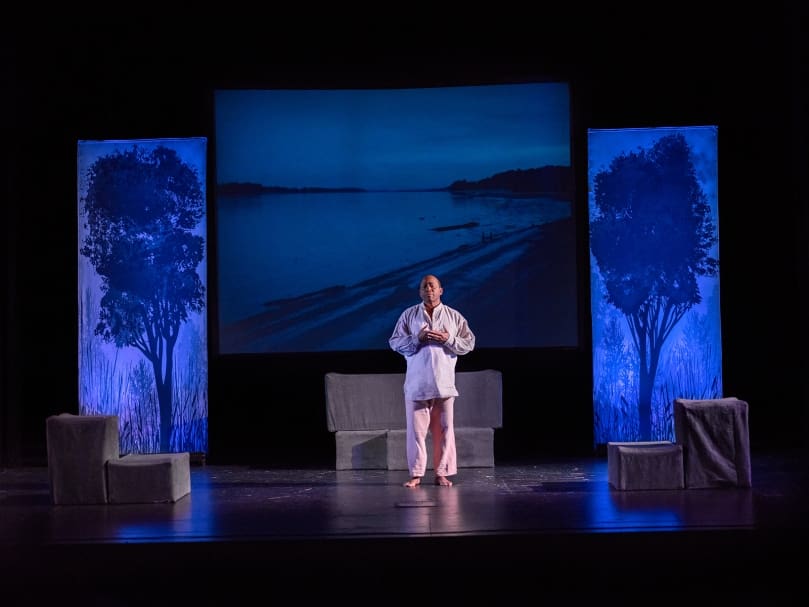 Jim Coleman performs a one-man performance of Tolton: From Slave to Priest, a Saint Luke Production, at St. Mary's Academy on November 4th. Photo by Johnathon Kelso