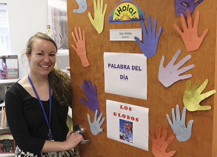 In 2013 Savannah Hobbs, 23, became the most recent Alliance for Catholic Education (ACE) instructor to join the staff at St. John the Evangelist School, Hapeville. Hobbs teaches pre-K through eighth grade Spanish. Photo By Michael Alexander