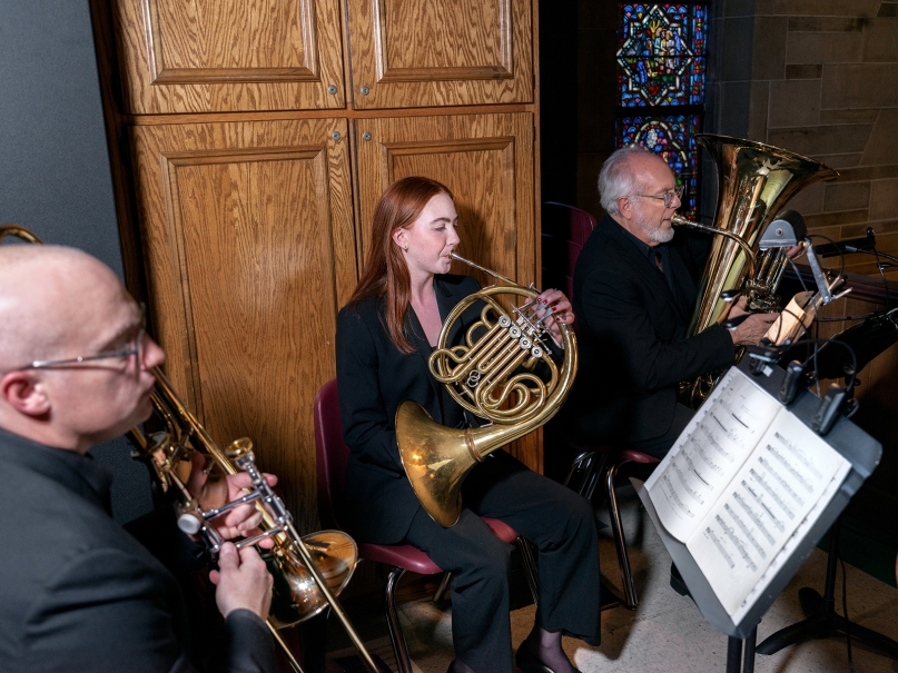 Musicians perform during the the Rite of Ordination to the transitional diaconate at the Cathedral of Christ the King. Photo by Johnathon Kelso