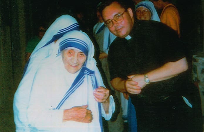 During his studies in Rome, Father Talley befriended many members of the Missionaries of Charity. Here he greets Blessed Mother Teresa of Calcutta, who founded the order.