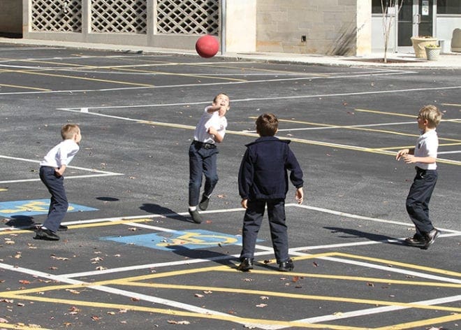 (L-r, facing camera) D.J. Mazzone, Peyton Lamb and Kevin Beirne play 