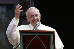 Pope Francis speaks before praying the Angelus from the balcony of the archbishop's palace in Rio de Janeiro July 26. (CNS photo/Paul Haring)