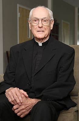 Father Niel Jarreau has been a Jesuit 70 of his 86 years. In 1956 he was ordained a priest at the Spring Hill College chapel in Mobile, Ala. Today Father Jarreau is a retreat director at Ignatius House, Atlanta. Photo By Michael Alexander