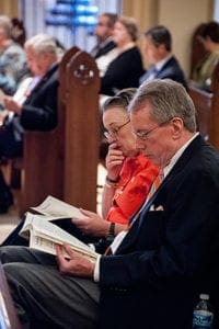 Gloria and Neil Nelson, parishioners at St. Peter Chanel Church, Roswell, for 13 years, attended the annual Deo Gratias Mass sponsored by the Catholic Foundation of North Georgia on Sept. 28. The Nelsons have made a planned bequest to their parish. Photo By Gibbs Frazeur