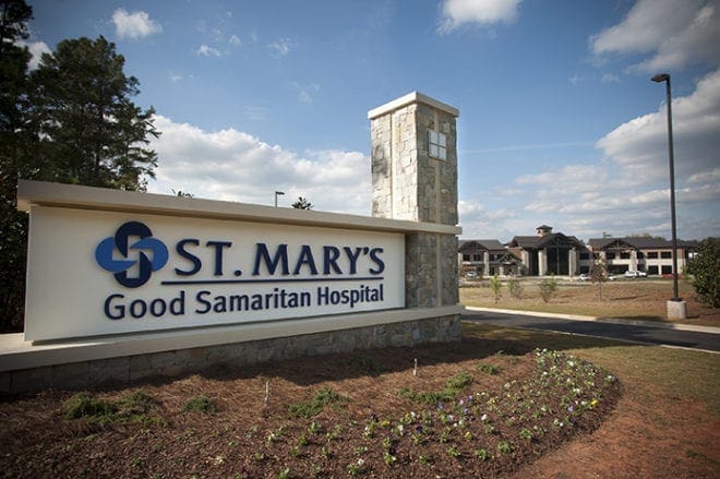 The new hospital facility on Lake Oconee Parkway is the successor to a 1949 hospital building. It is part of the St. Mary’s Health System, which has St. Mary’s Hospital, in Athens, as its flagship and is part of Catholic Health East. Photo by Dennis McDaniel 