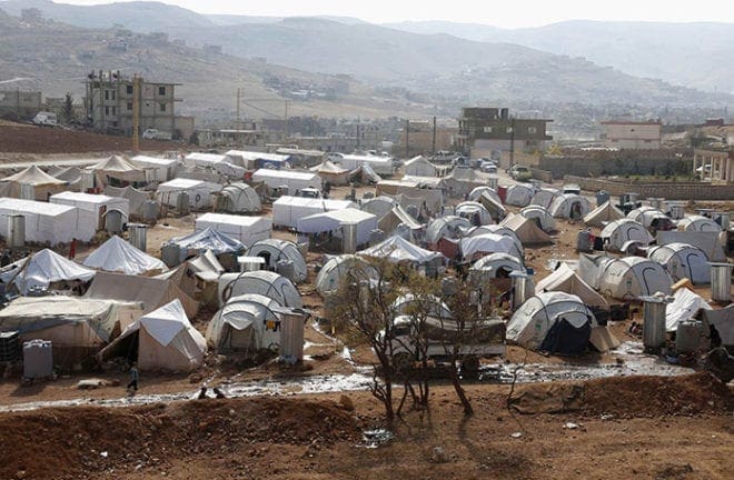 Tents of Syrian refugees are seen at a camp at the Lebanese border town of Arsal, in the eastern Bekaa Valley, Nov. 20. CNS photo/Mohamed Azakir, Reuters