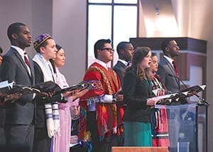 Erin Sheppard, a senior at St. Pius X High School, speaks at the 2014 Martin Luther King Jr. Commemorative Service at Ebenezer Baptist Church, Atlanta. She was selected following an interview and audition process. Photo By Teresa Sheppard