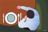 Fasting during Lent is beneficial spiritually and physically, but also can be a way to draw Catholics' attention to the work of the church and to help charitable organizations. Catholics are required to fast on Ash Wednesday and Good Friday, which means eating only one full meal during the course of a day, and they are to abstain from meat on Fridays. (CNS illustration/Emily Thompson)