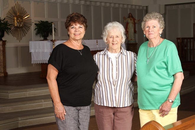 St. Paul the Apostle Church parishioners (l-r) Donna Galbiati, Millie Dettman and Carol Quinn have been members of the parish since 1981, 1975 and 1971, respectively. Photo By Michael Alexander