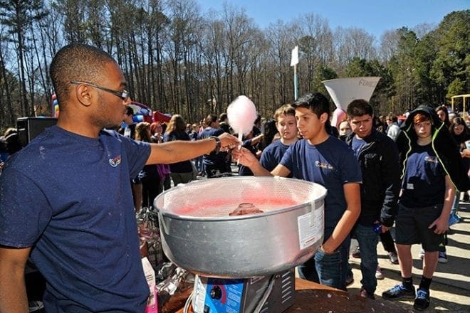 The March 7 Middle School CatholicFest included teens from 22 parishes in the Archdiocese of Atlanta. The daylong event included speakers, fun and carnival games, along with cotton candy and treats, and prayer. Photo By Lee Depkin