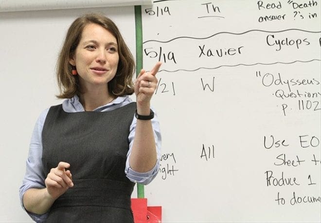 Emily Bird, a 28-year-old from Ames, Iowa, teaches English at Cristo Rey Atlanta Jesuit High School. Bird, a graduate of Marquette University in Milwaukee, Wis., is wrapping up her fifth year of teaching. Her hobbies include hiking, reading, running and traveling. Photo By Michael Alexander