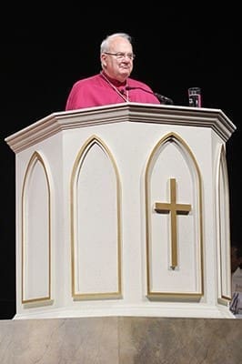 Bishop Robert Lynch of the Diocese of St. Petersburg, Fla., delivers his morning homily at the Eucharistic Congress on June 6. Photo By Michael Alexander