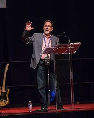 EWTN Radio host Jorge Graña speaks during the Spanish track at the 2015 Eucharistic Congress. His talk centered on the spirituality that comes from a life in the Eucharist. Photo by Thomas Spink