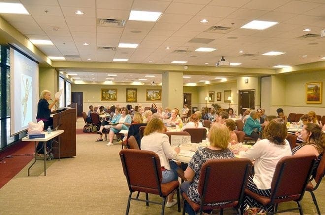 The Atlanta Archdiocesan Council of Catholic Women sponsored a leadership training event at the Chancery, Smyrna, June 20. With a grant from the Catholic Foundation of North Georgia, 63 women from 22 parishes attended the daylong event. Photo by Cindy Connell Palmer